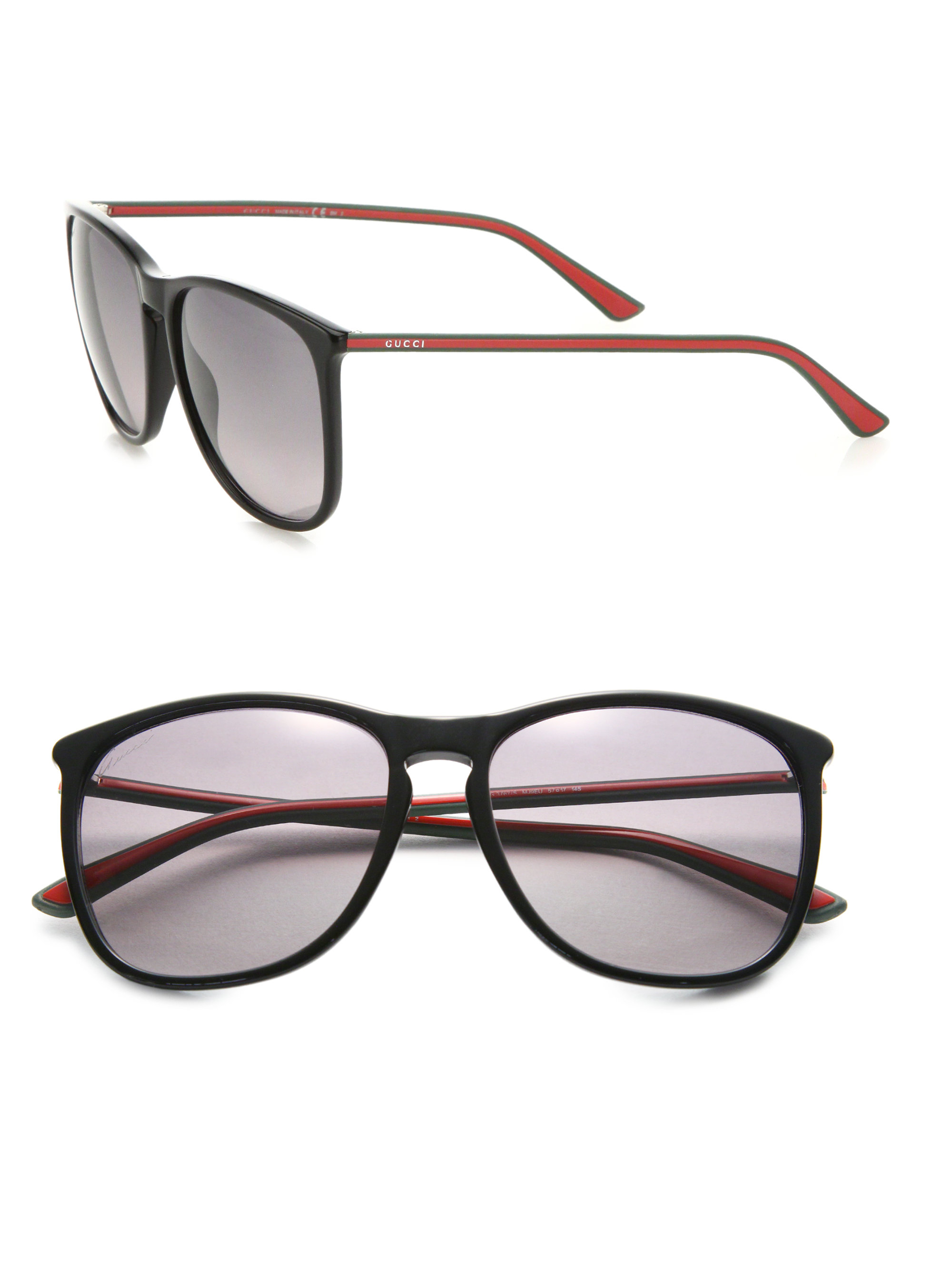 gucci 57mm square sunglasses black