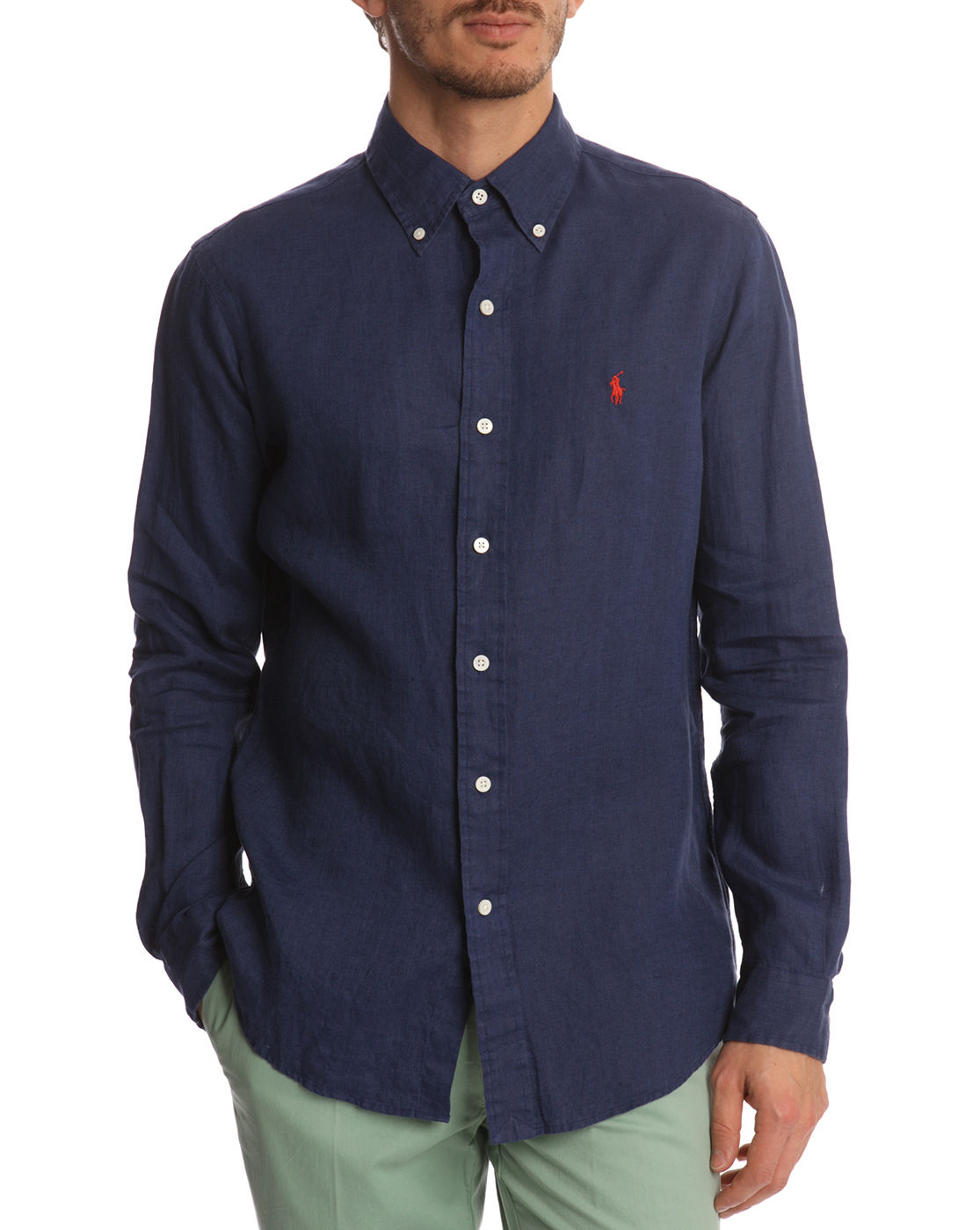 Polo Ralph Lauren Custom Fit Navy Linen Shirt in Blue for Men (navy) | Lyst