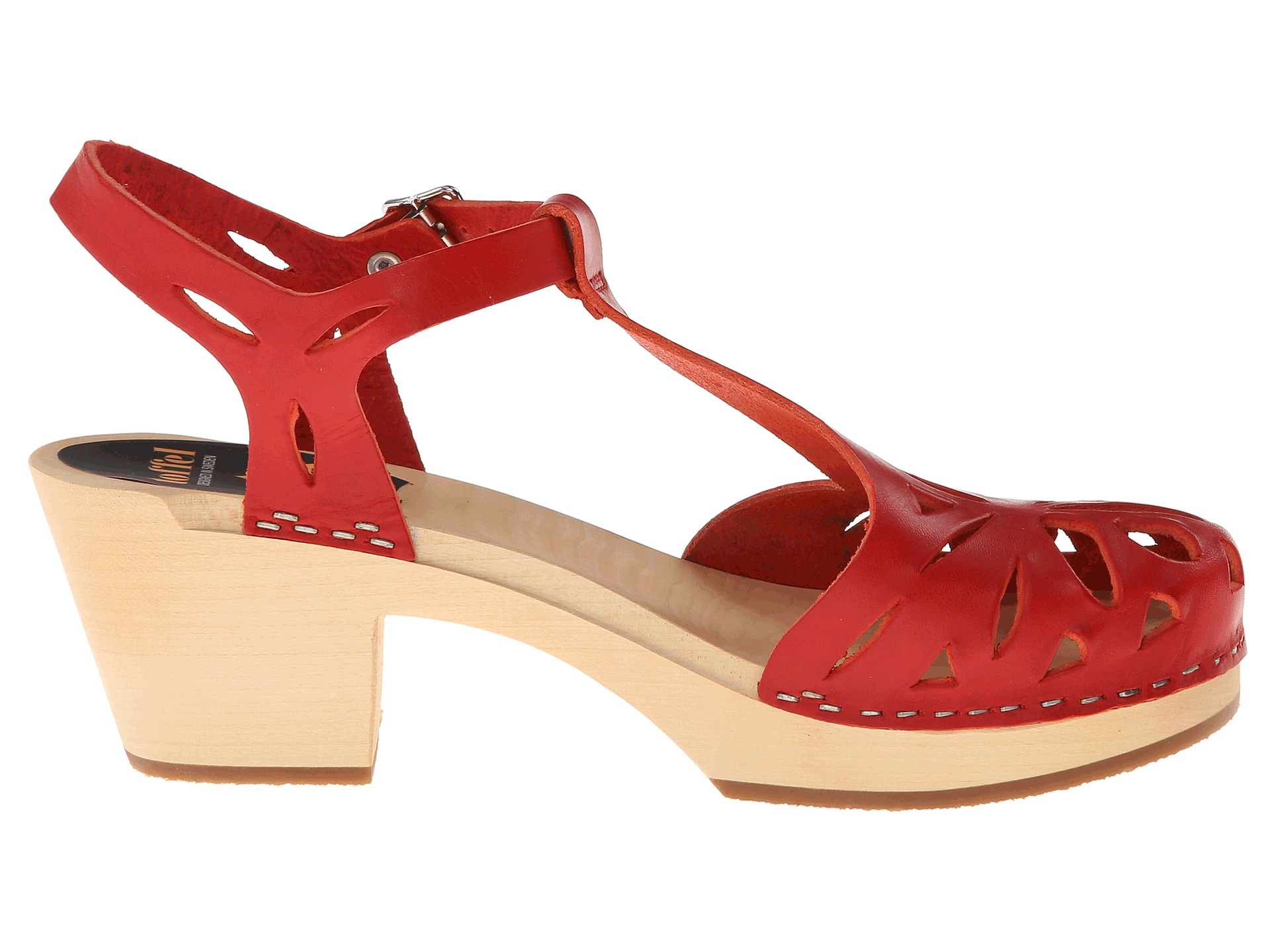 Swedish Hasbeens Leather Lacy Sandal in Red - Lyst