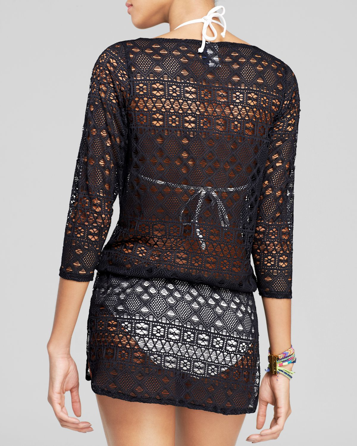 Ralph Lauren Polo Crochet Tunic Swim Cover Up in Black - Lyst