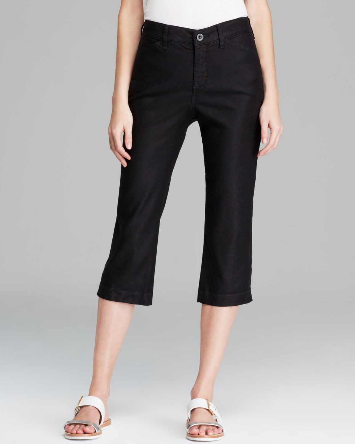 black linen crop pants