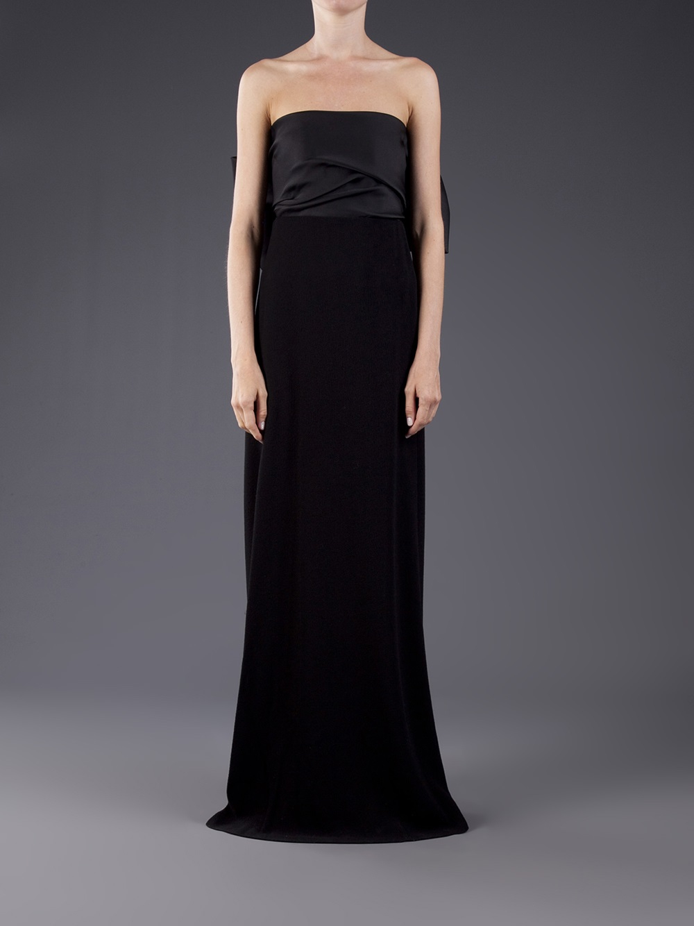 Lanvin Strapless Bow Gown in Black | Lyst