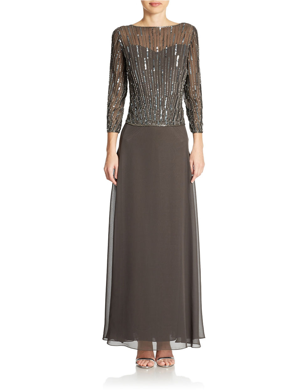 J Kara Separates Style Evening Gown in Gray (Slate/Mercury) | Lyst