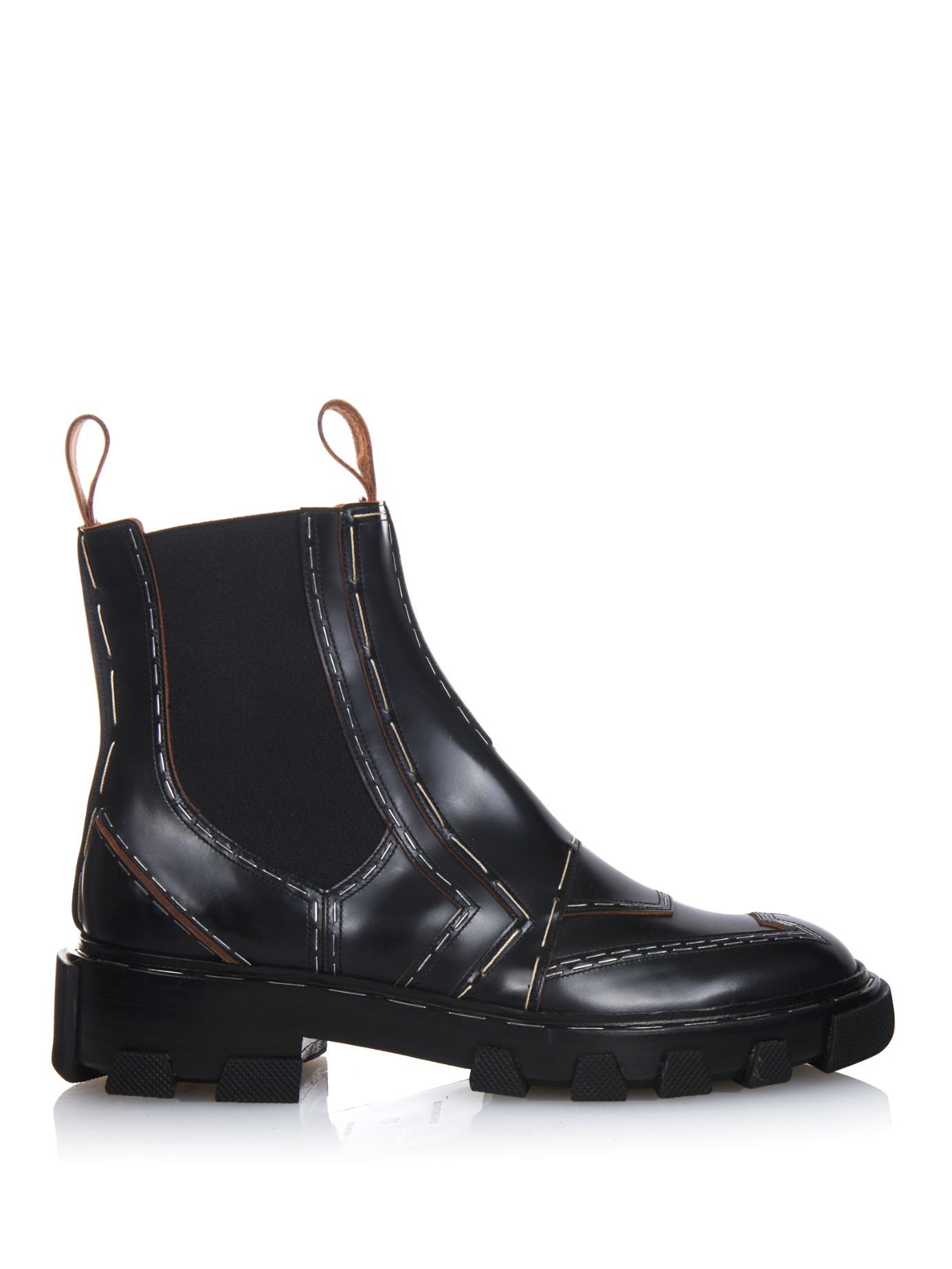 lomme budbringer ankel Balenciaga Exposed-Stitch Leather Chelsea Boots in Black - Lyst