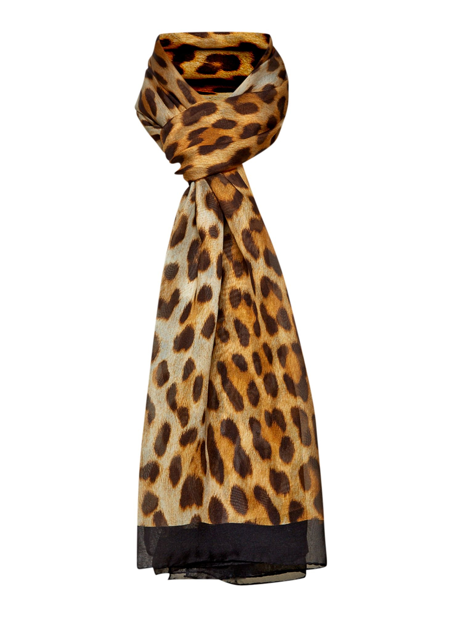 Moschino Cheap & Chic Leopard Print Sheer Silk Oblong Scarf in Animal