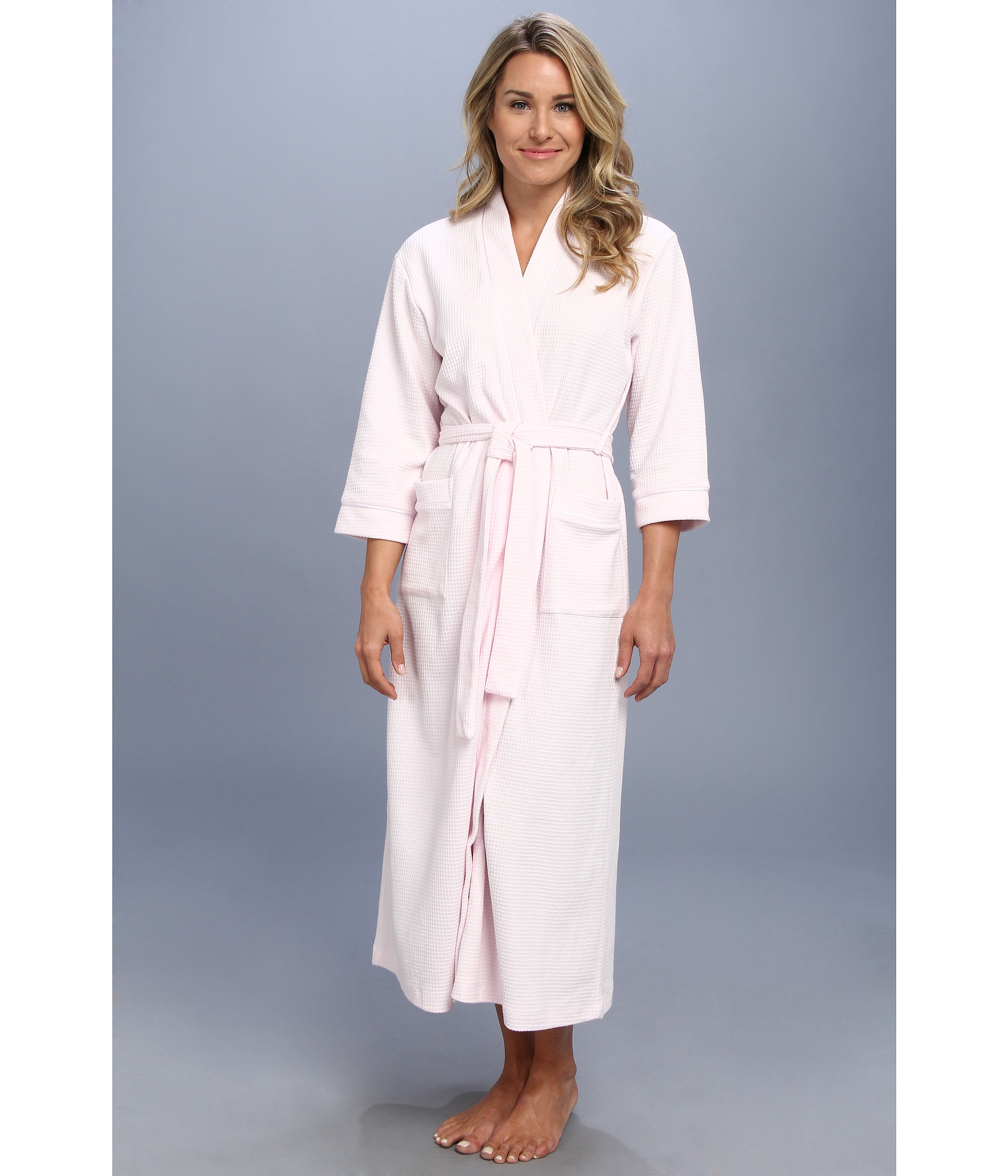 Carole Hochman Long Waffle Robe in Pink | Lyst