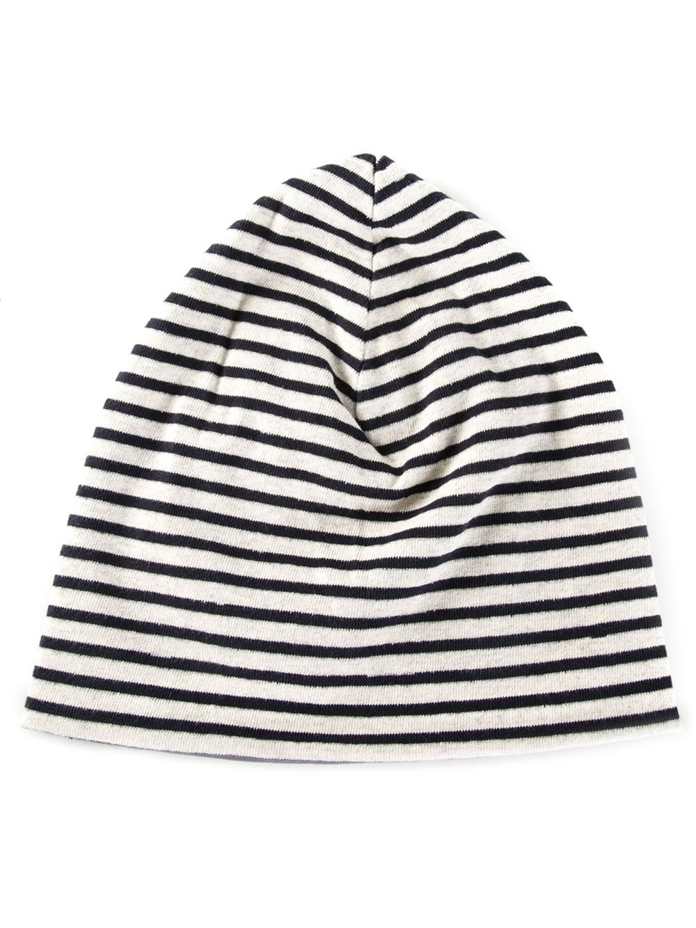black and white striped beanie hat
