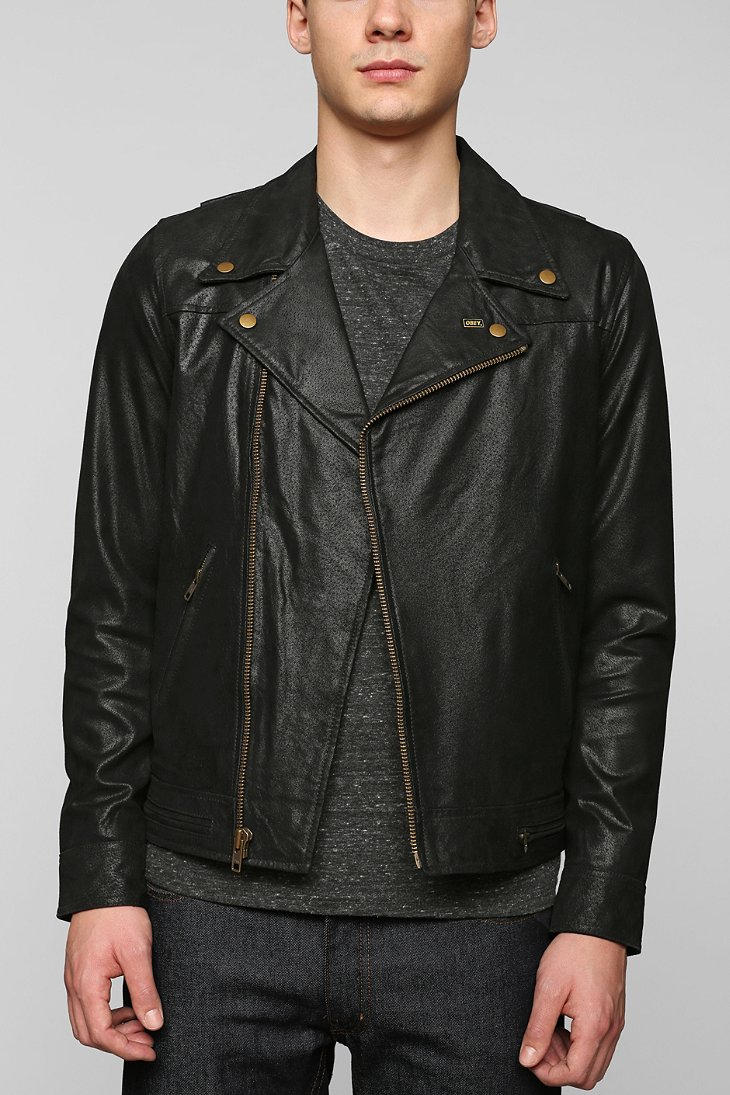 Obey jacket leather Clearance