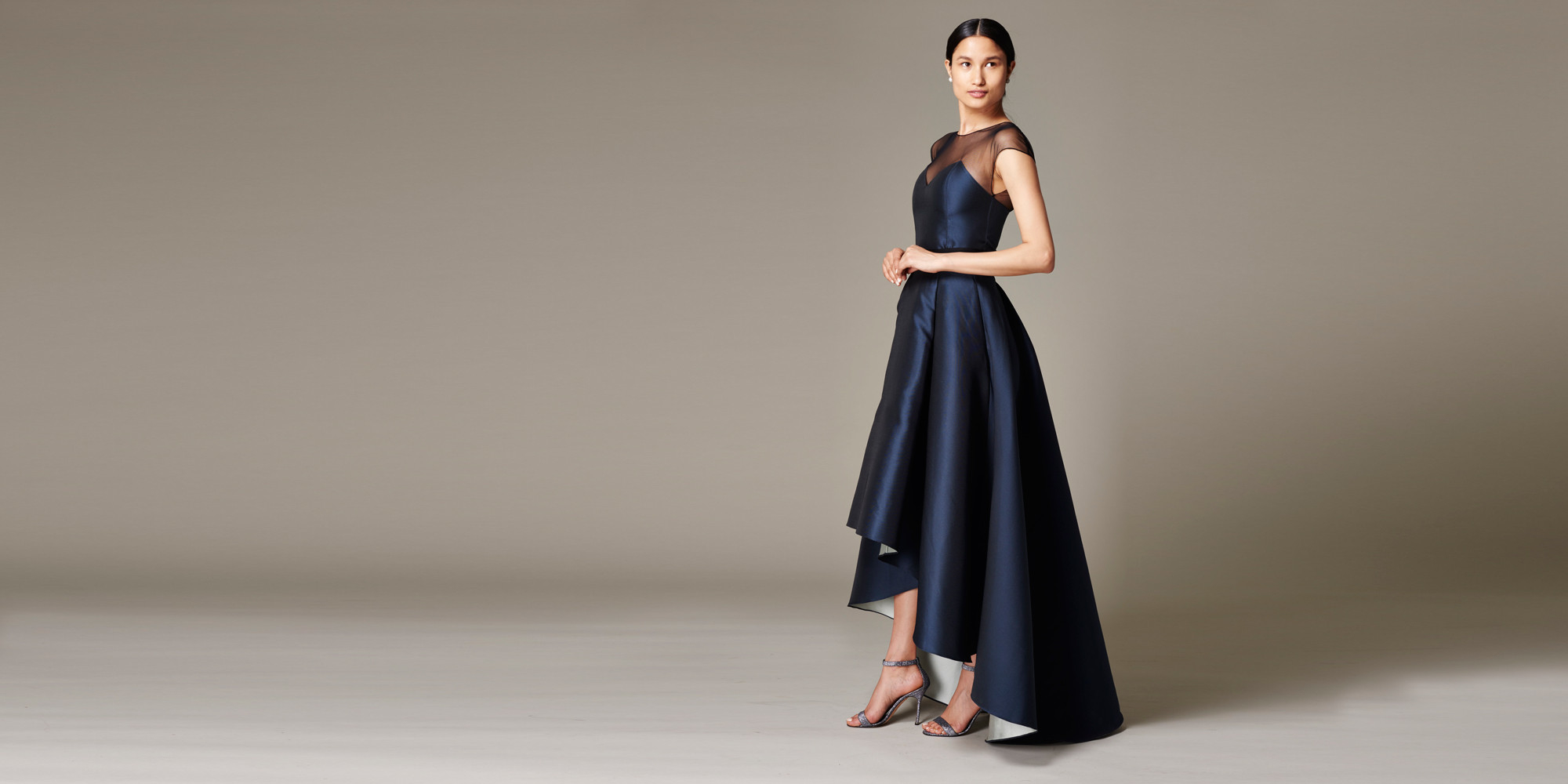 Lyst Sachin Babi Lisa Silk High Low Gown In Blue Gallery