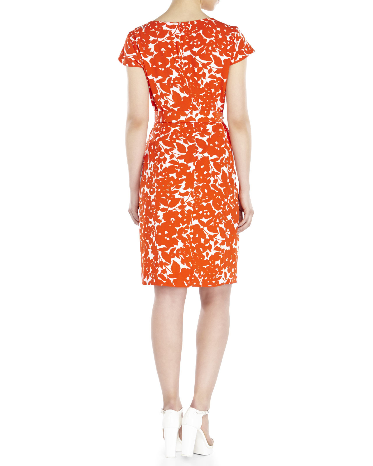 orange and white floral dress