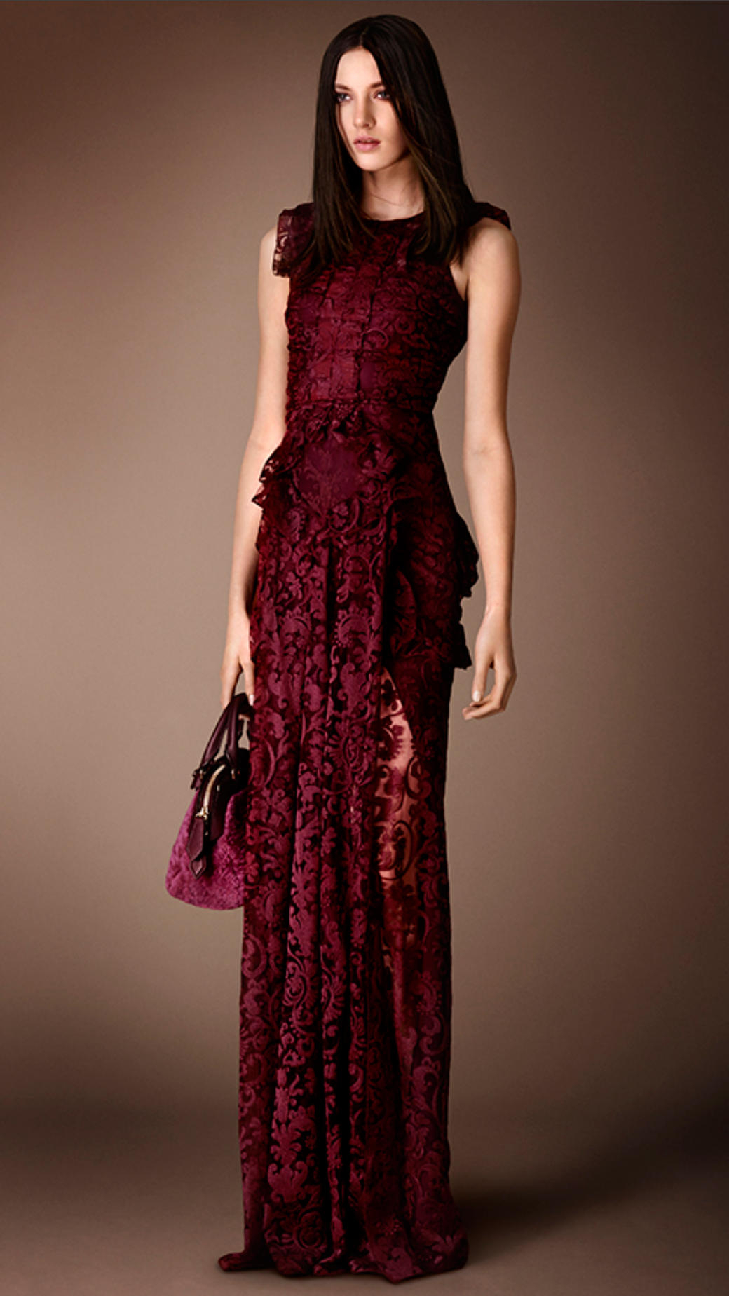 Burberry Floor-Length Embroidered Lace Dress - Lyst