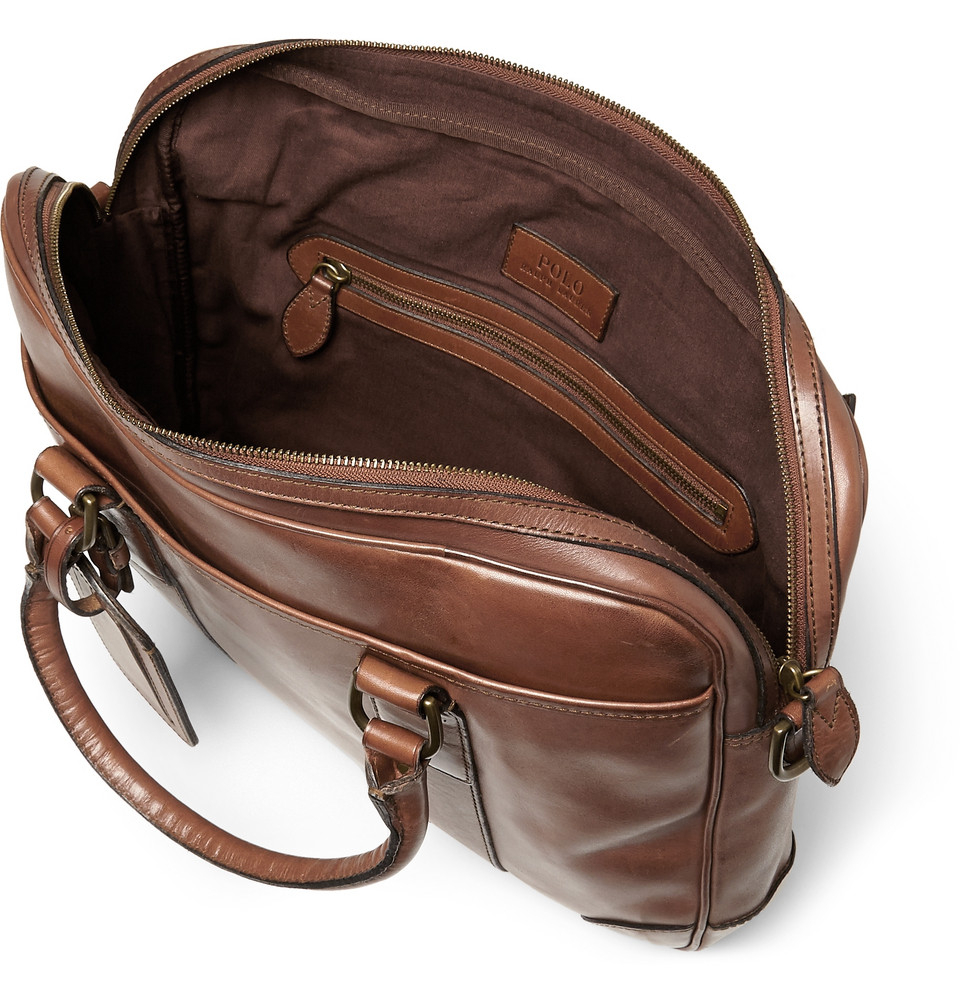 ralph lauren pebbled leather briefcase