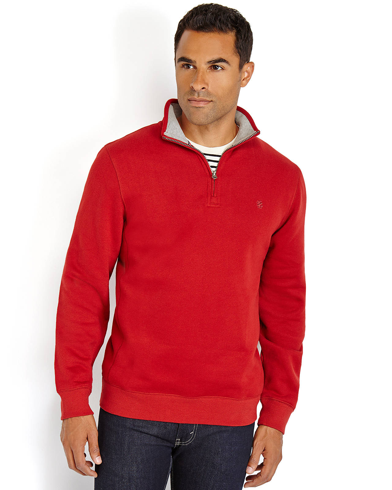 Izod Embroidered Logo Quarter-Zip Sweater in Red for Men | Lyst
