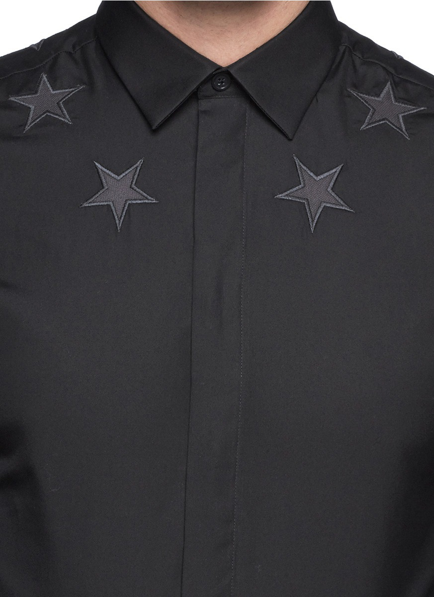 Givenchy Star Embroidery Oxford Shirt in Black for Men Lyst