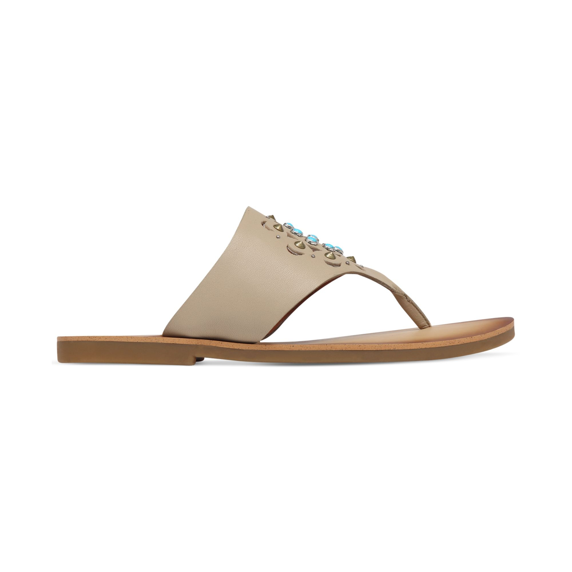 Lucky brand Womens Breese Flat Thong Sandals in Natural | Lyst