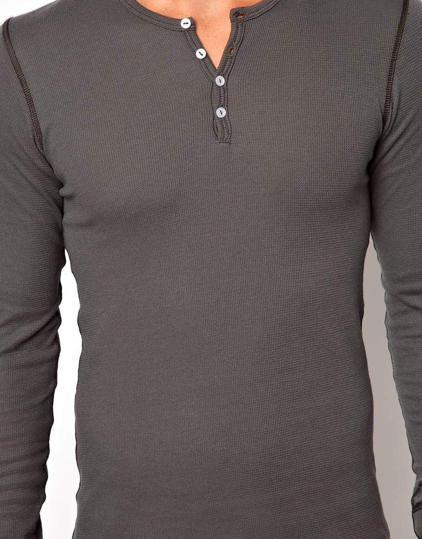 American Apparel Henley Top in Asphalt 