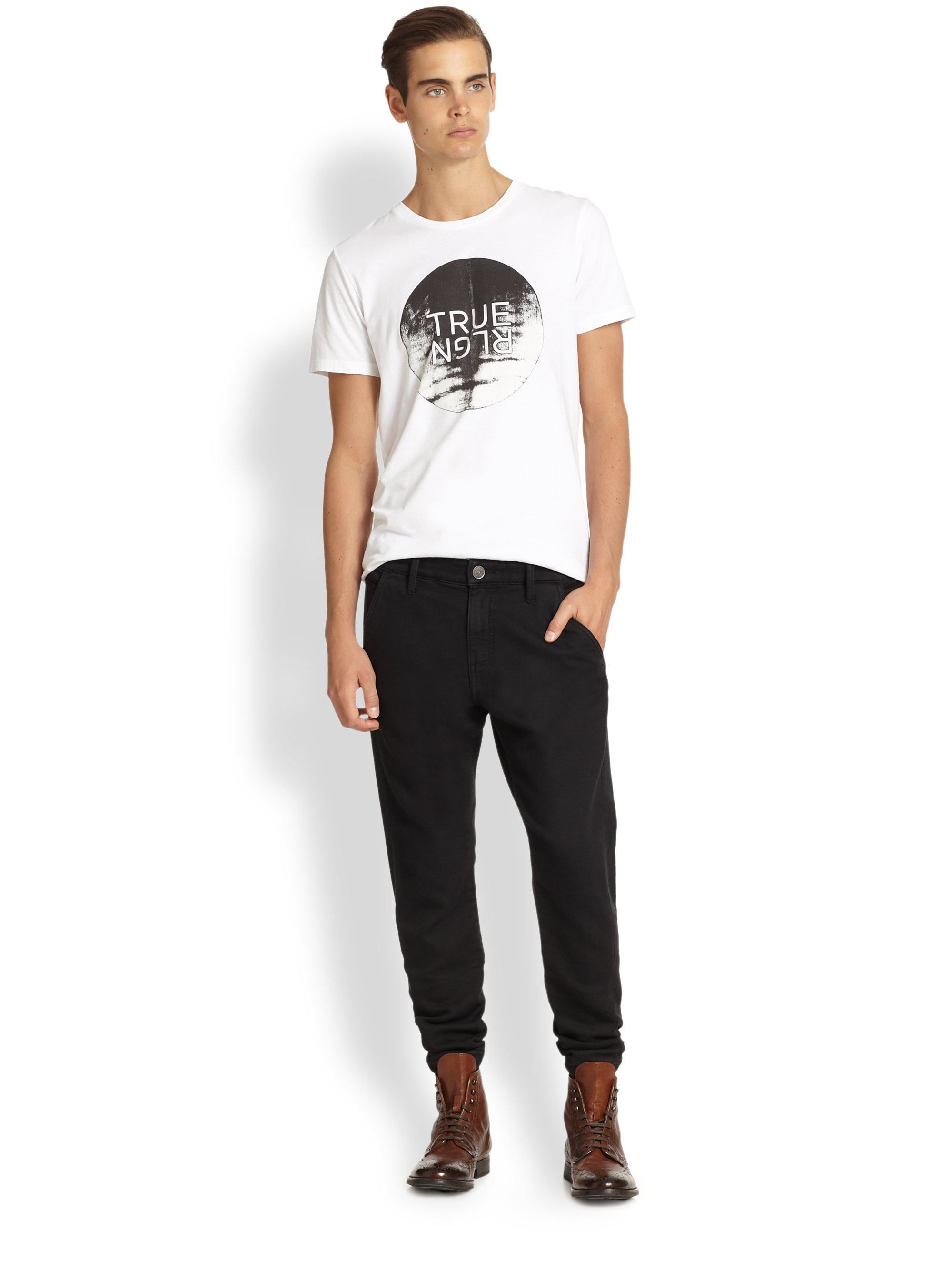 Lyst True Religion Runner Relaxed Overdyed Pants in Black for Men