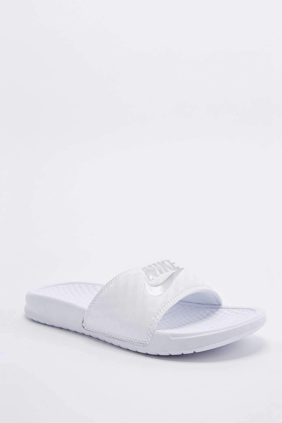 white nike slides