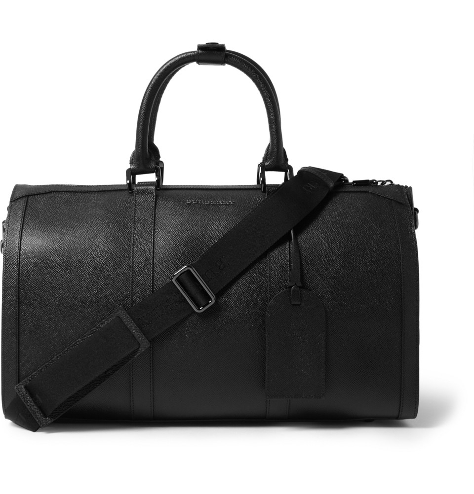 Burberry Texturedleather Holdall in Black for Men - Lyst