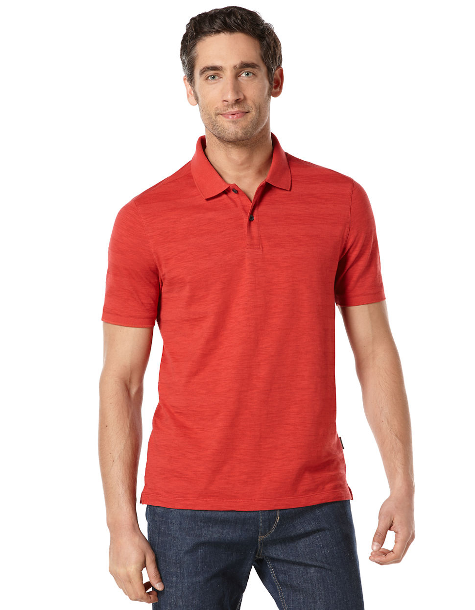Perry ellis Slub Stripe Polo Shirt in Red for Men (Bright Red) | Lyst