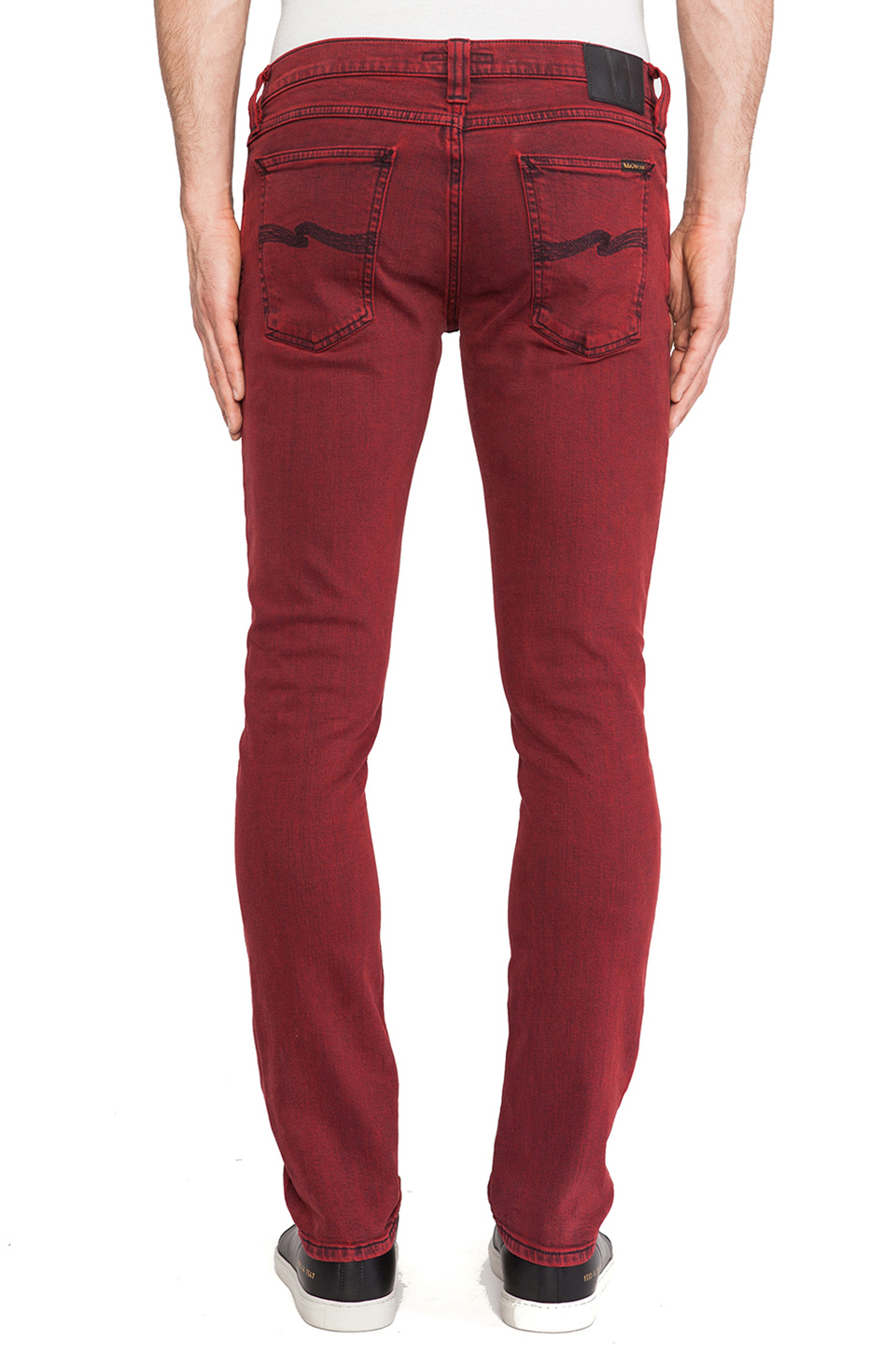 tight red jeans