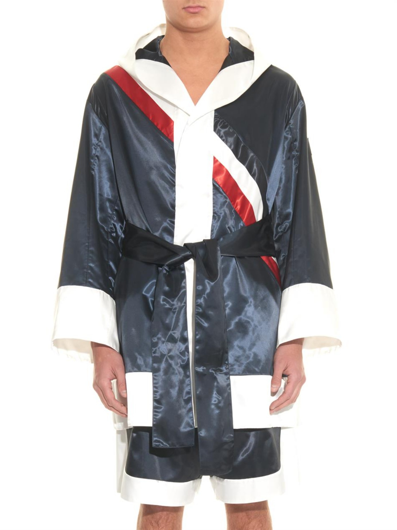 Moncler Gamme Bleu Colour-block Dressing Gown in Navy White (Blue) for Men  | Lyst