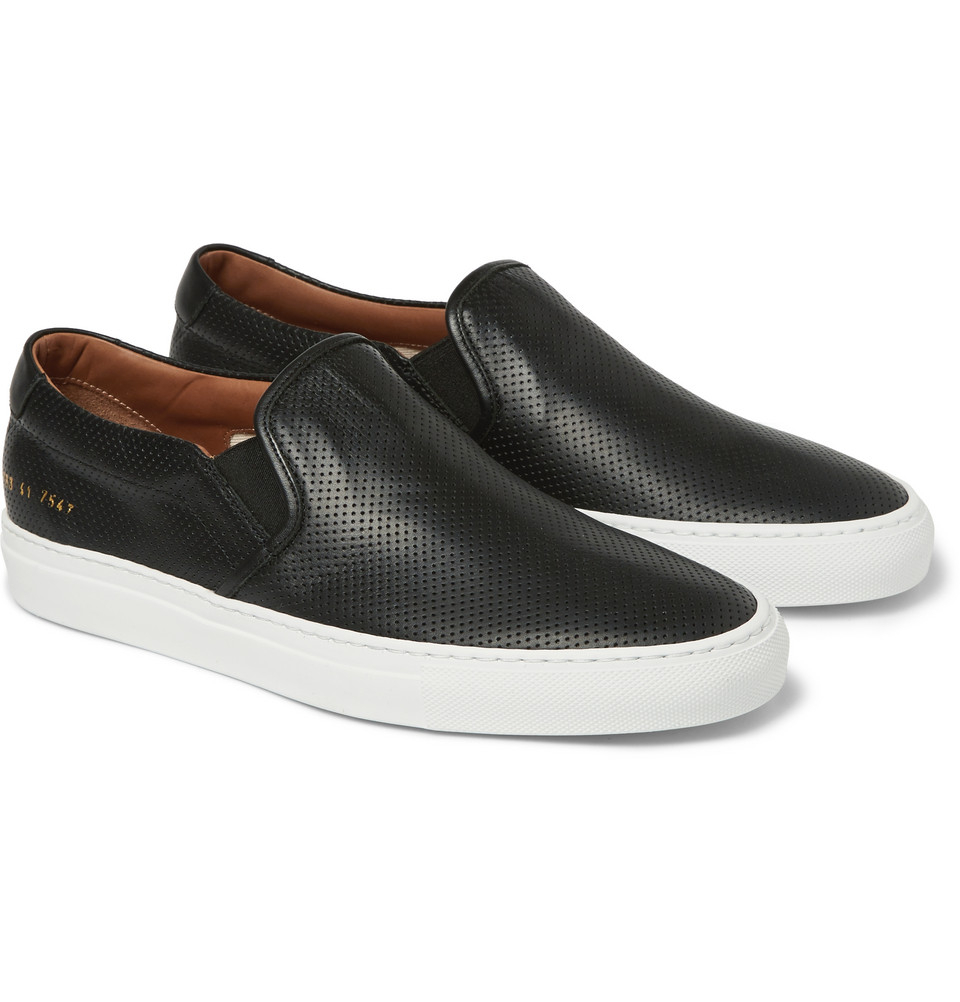 Common Projects Perforated Leather Slip-On Sneakers in Black for Men | Lyst  UK