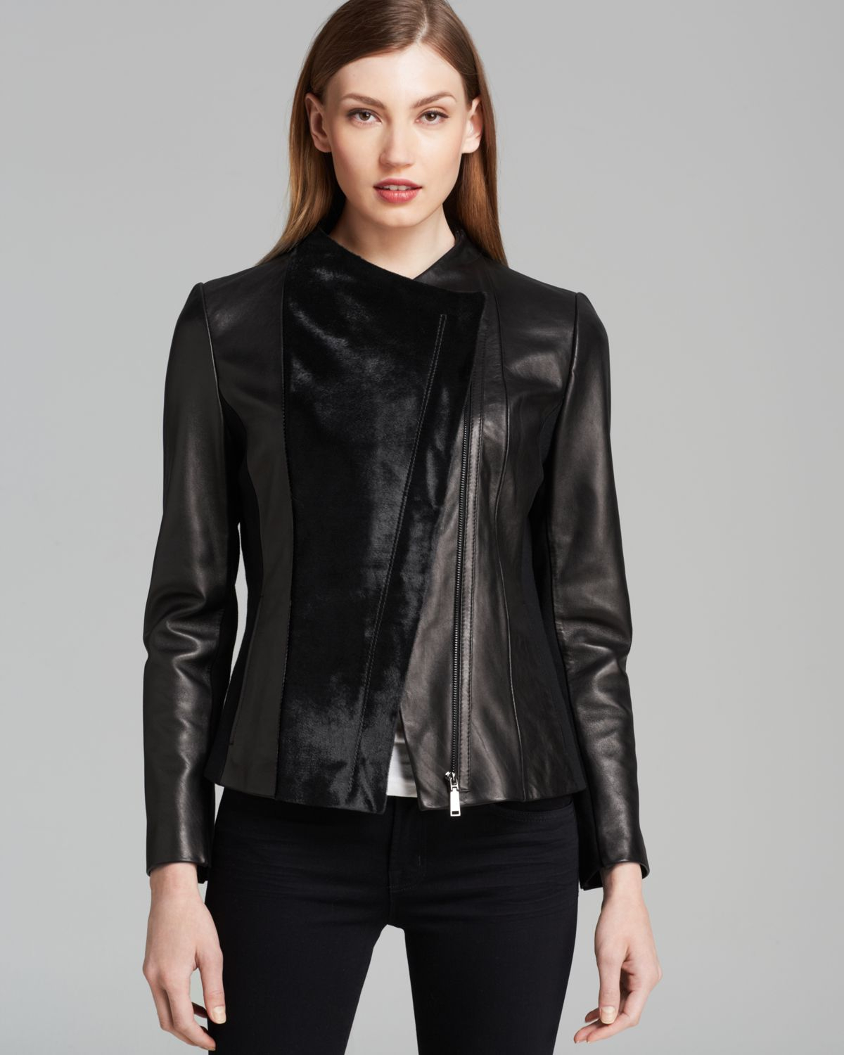 tahari leather jacket