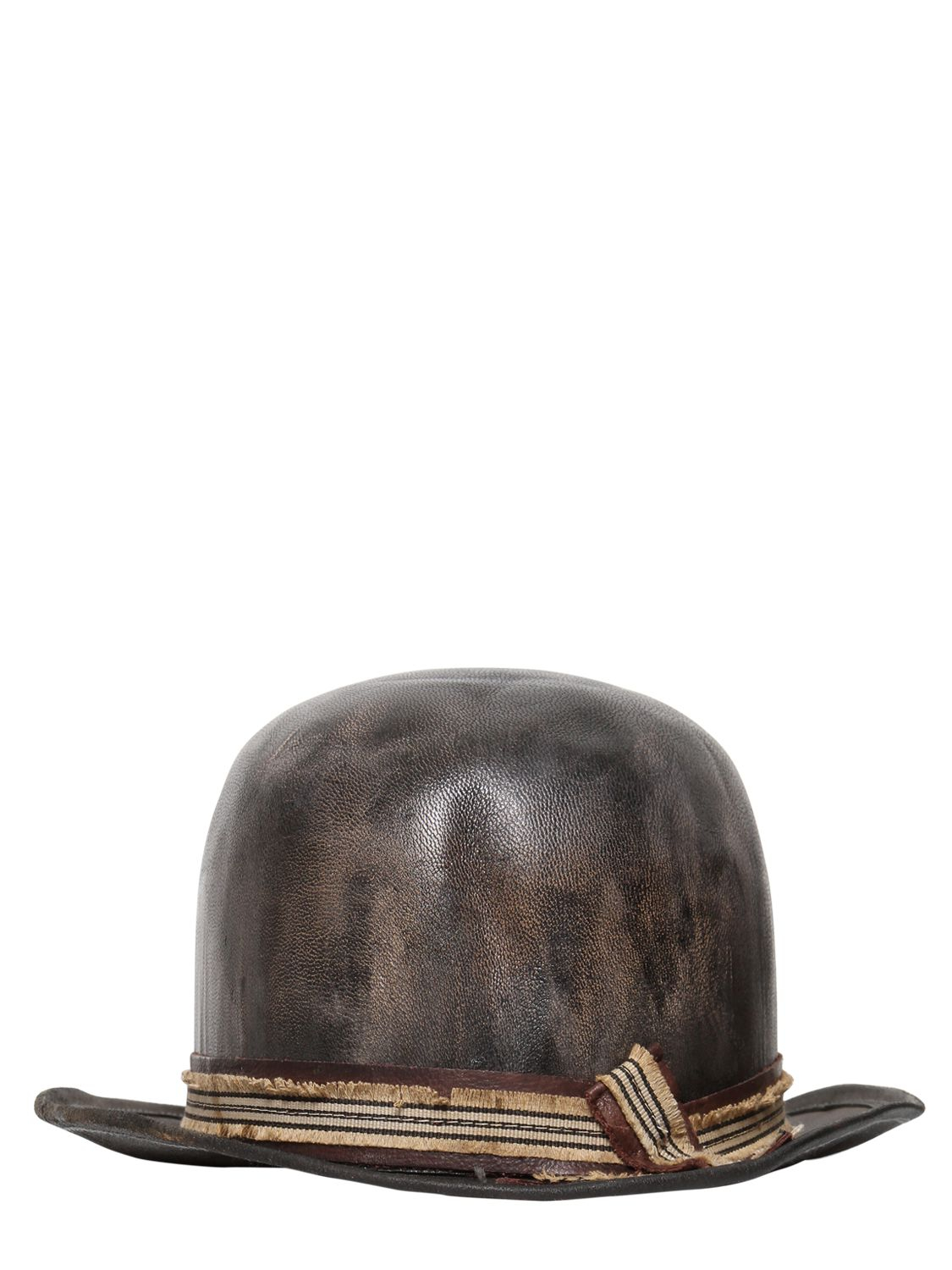 Move Officine Del Cappello Vintage Leather Bowler Hat in Gray for Men | Lyst
