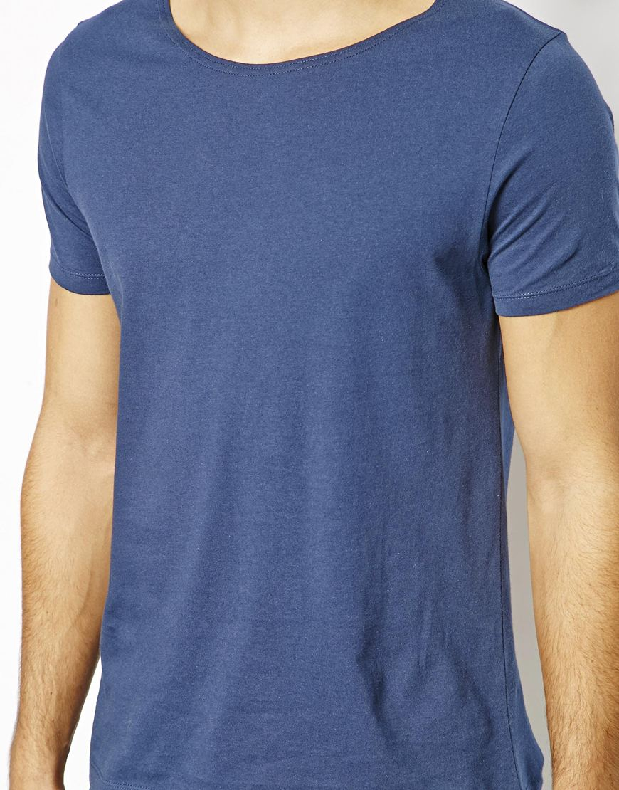 ASOS TShirt With Wide Boat Neck in Blue for Men Lyst