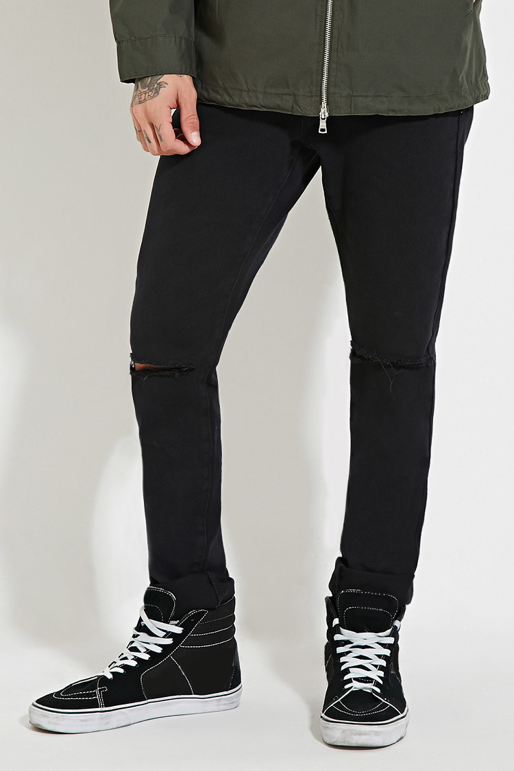 Lyst Forever 21 Ripped Skinny Jeans in Black for Men