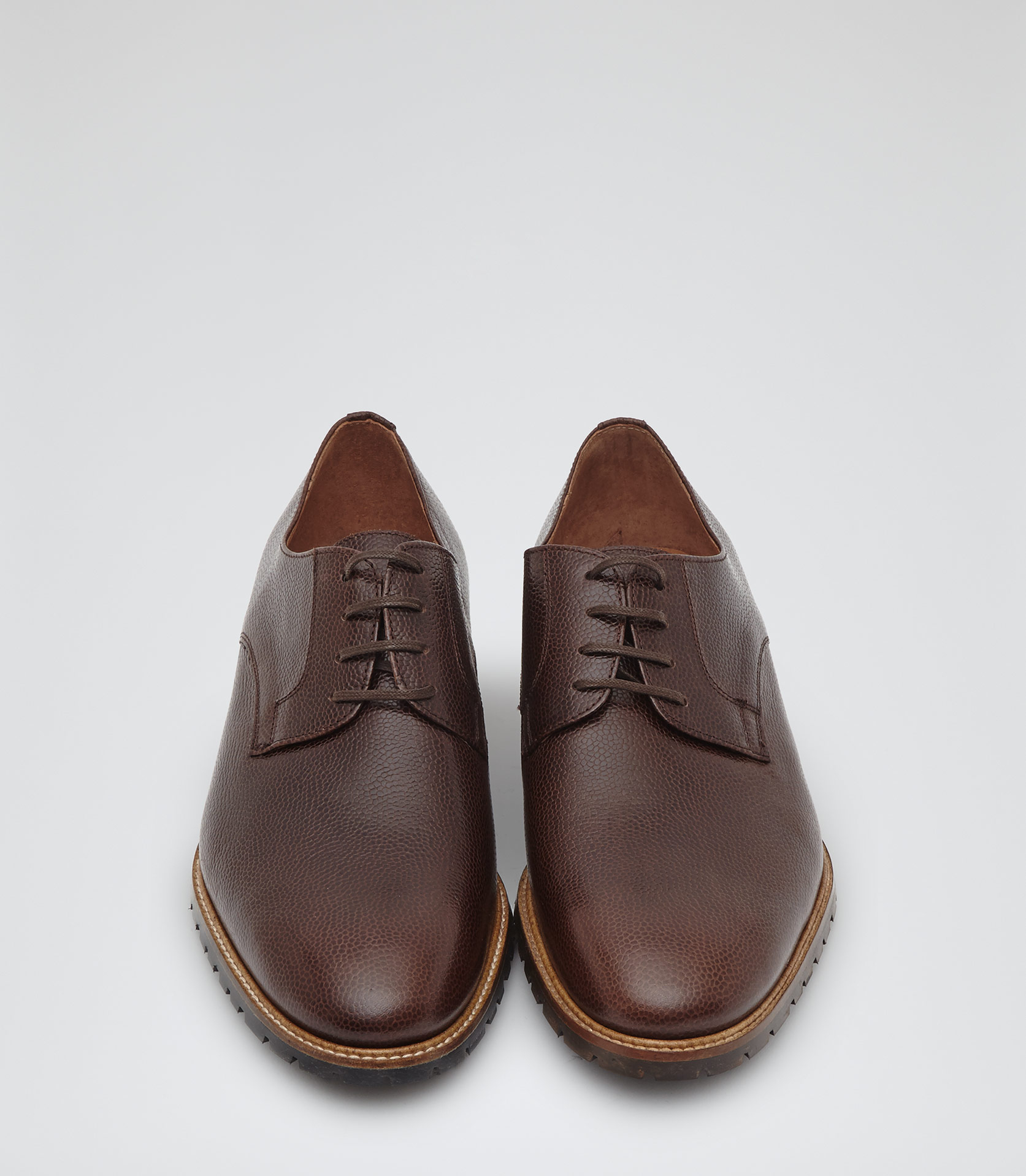 Reiss Conrad Pebble Grain Derby Shoes in Brown for Men - Lyst
