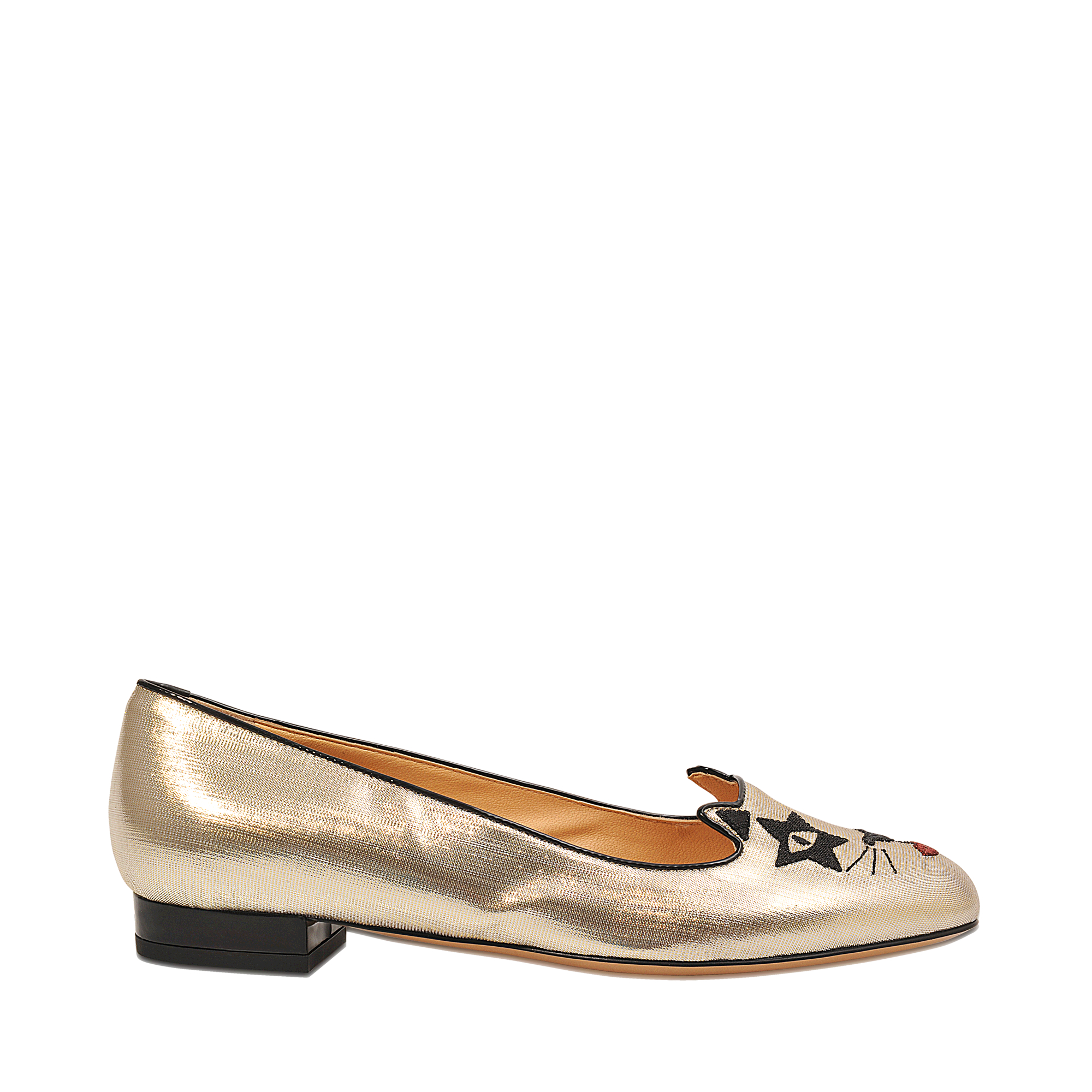 Charlotte olympia Kiss Kitty Lame Ballerina in Gold | Lyst