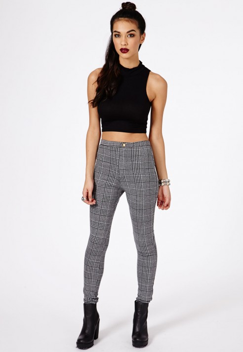 dogtooth skinny trousers