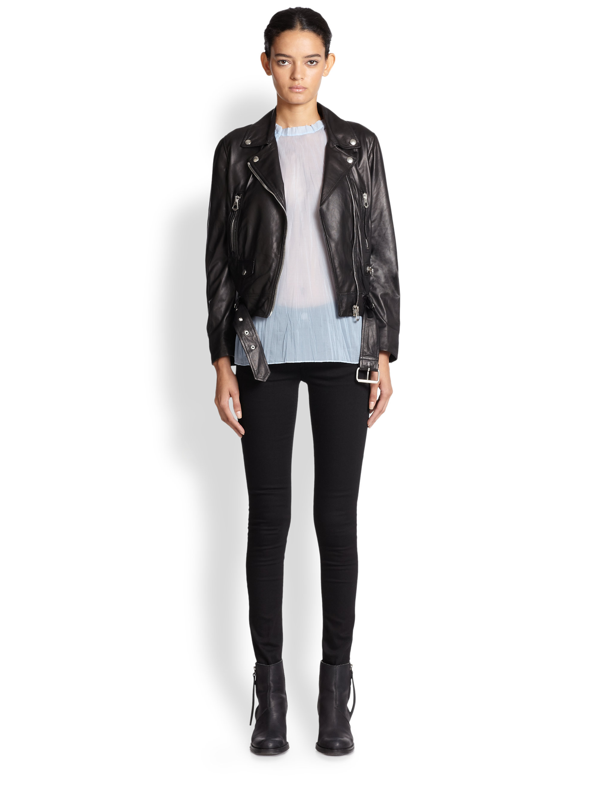 Acne Studios Mock Leather Moto Jacket in Black - Lyst