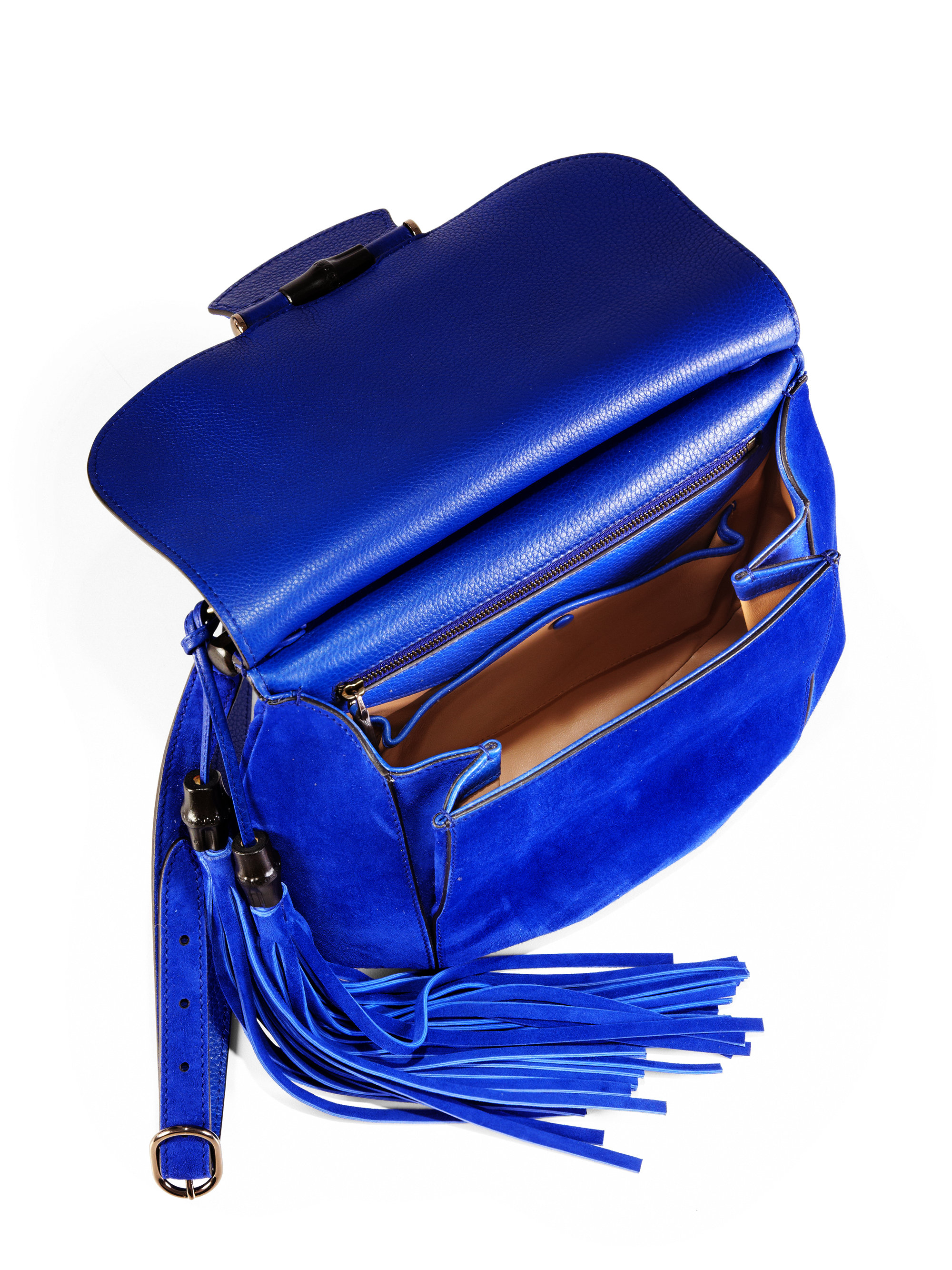 Gucci Nouveau Suede Shoulder Bag in Blue - Lyst
