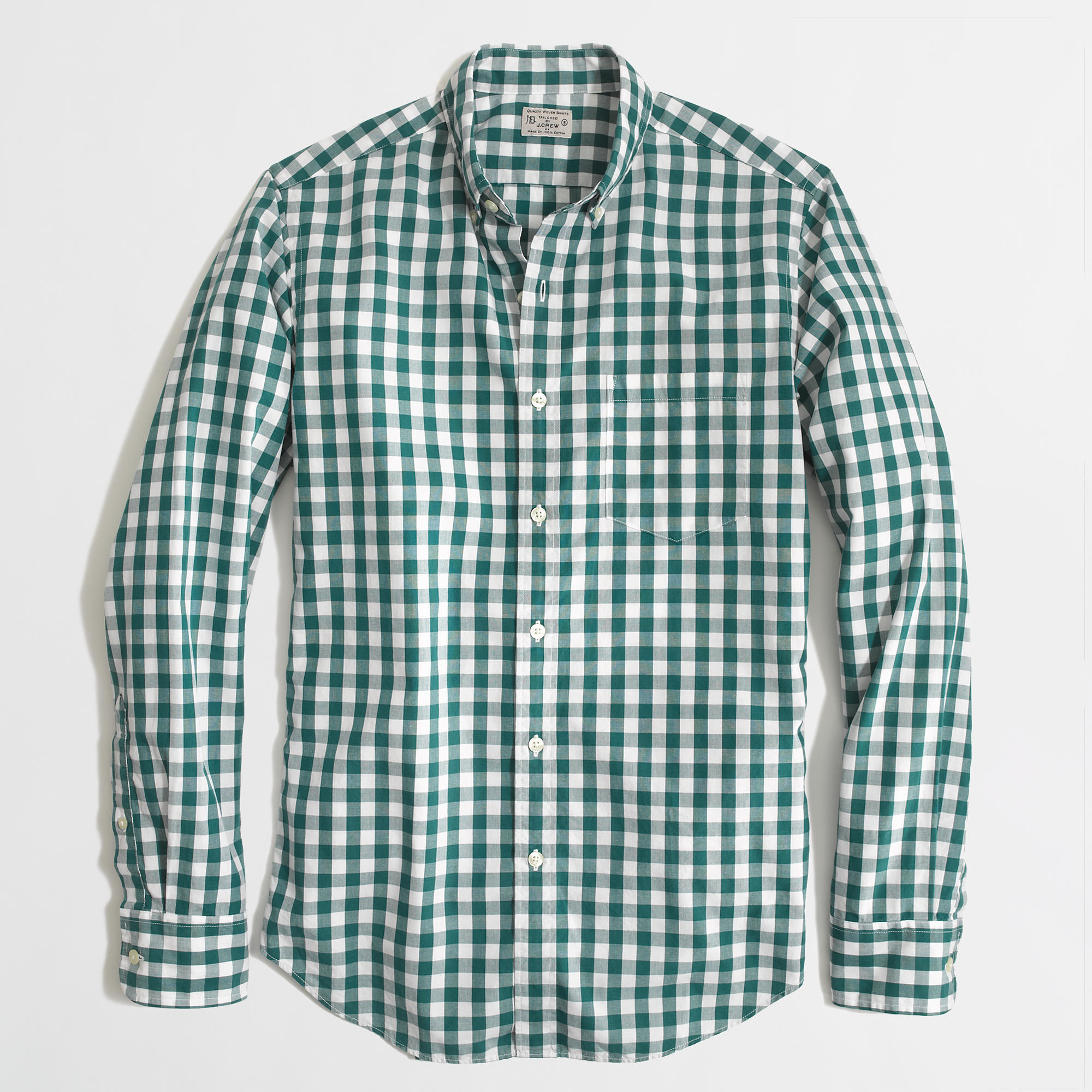 J.crew Factory Washed Shirt In Oversized Gingham in Green for Men | Lyst