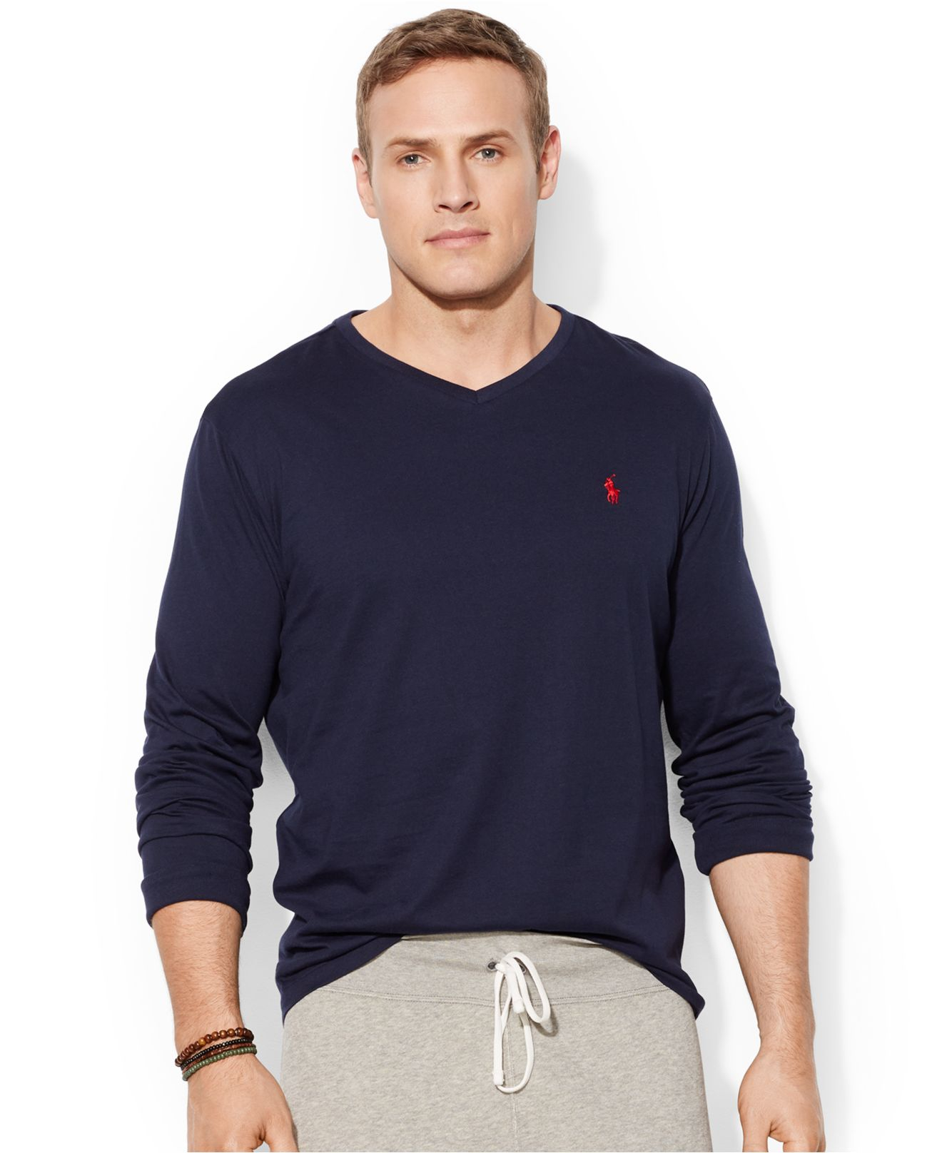 Lyst - Polo Ralph Lauren Big And Tall Long-Sleeve V-Neck T-Shirt in ...