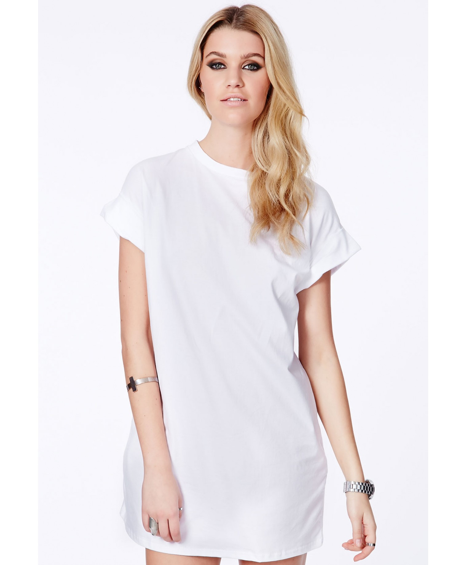 Lyst - Missguided Davina Oversized T-Shirt Dress In White in White