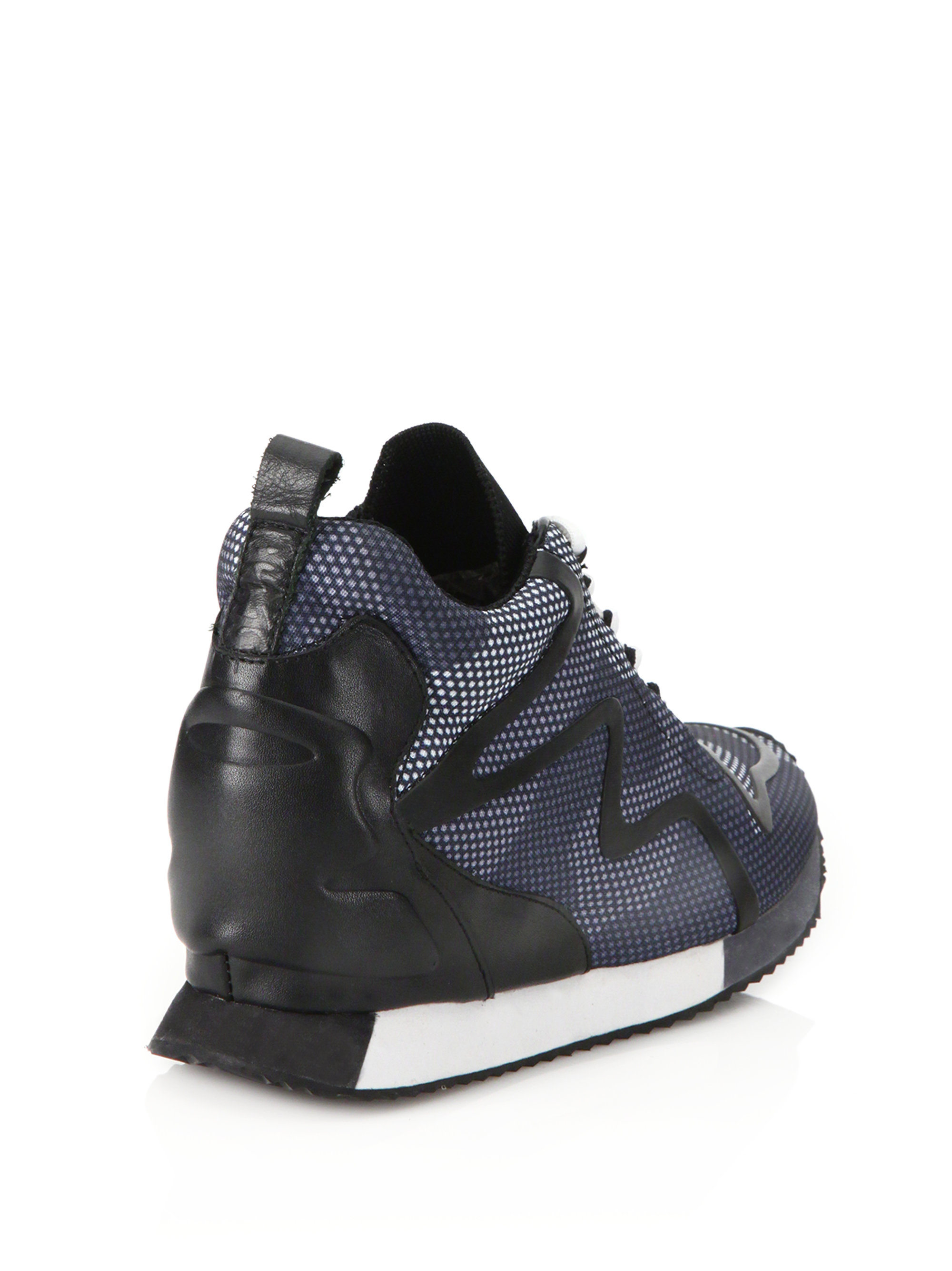 Ash Domino Leather-trim Printed Wedge Sneakers in Black | Lyst