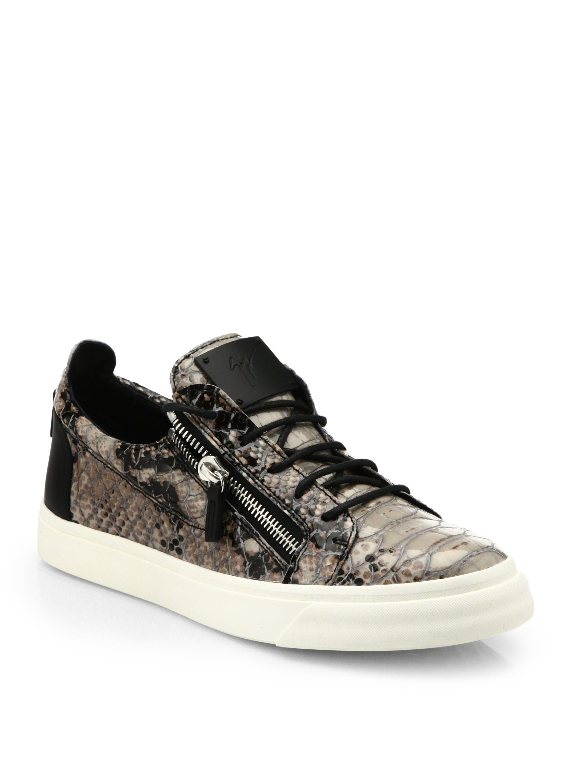 Giuseppe Zanotti Devon Snake-Effect Leather Sneakers in Gray - Lyst