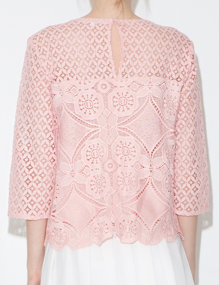 Pixie market Blush Lace Top in Pink (blush) | Lyst