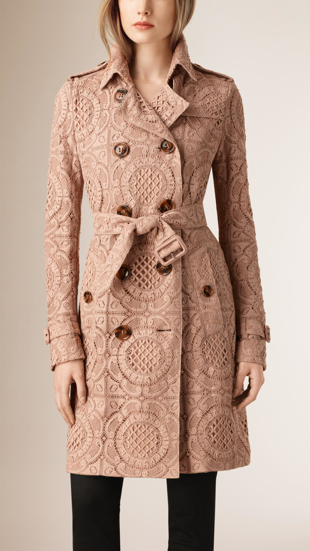 Burberry English Lace Trench Coat Nude in Natural - Lyst