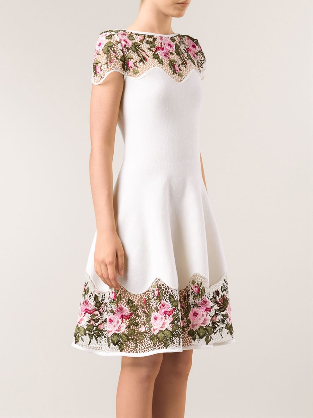 Blumarine Floral Macrame Dress in White - Lyst