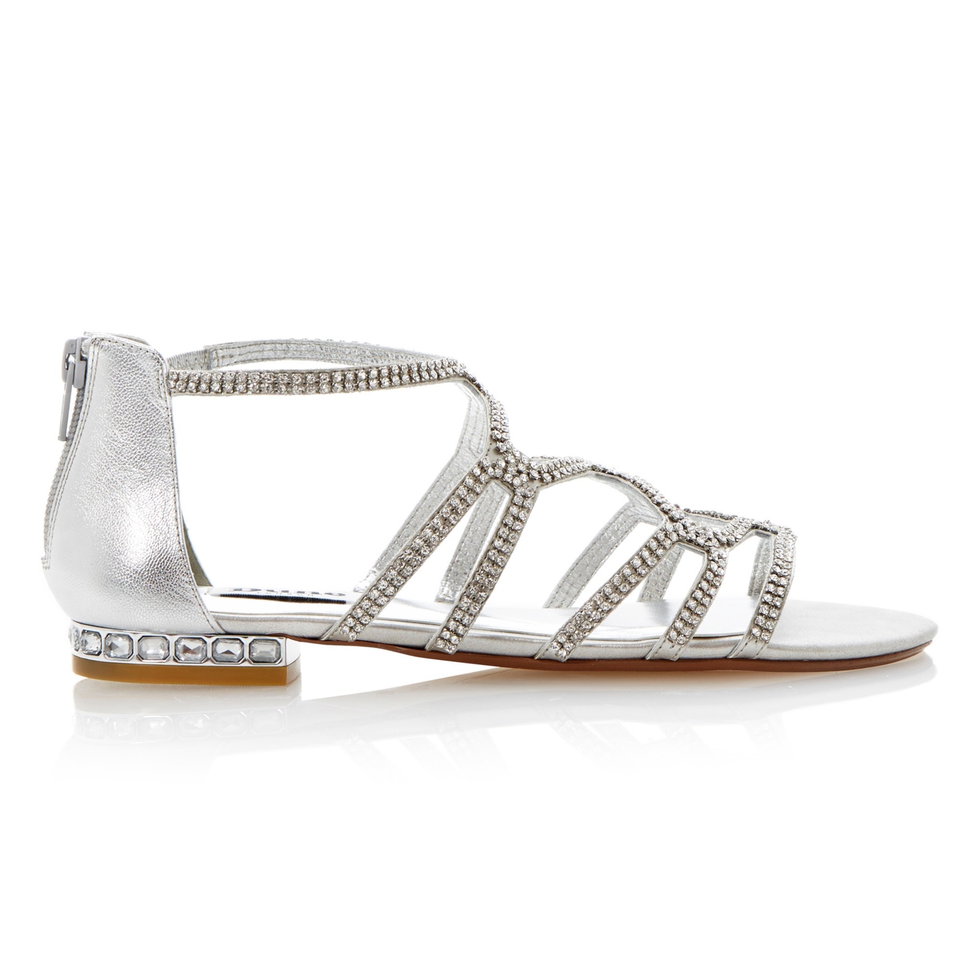 dune sandals silver