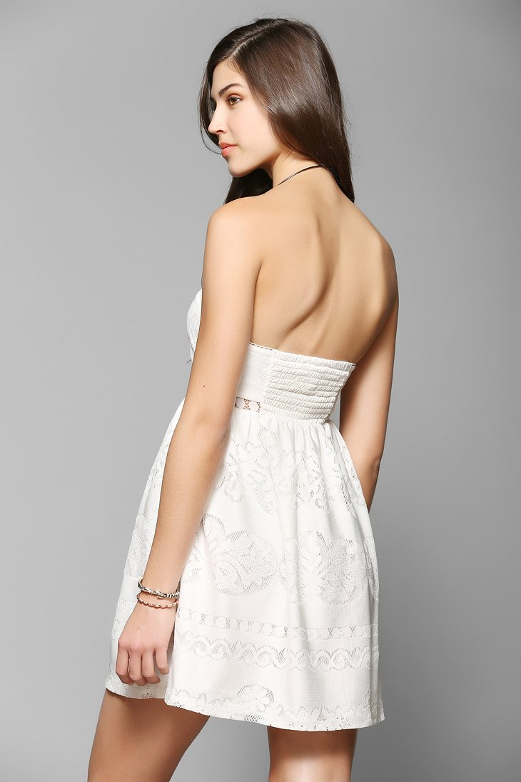 Pins And Needles Knit Laceinset Strapless Dress in Ivory (White ...