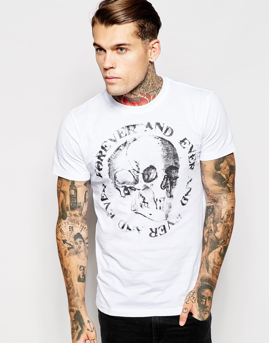 DIESEL T-shirt T-isem Slim Fit For Ever Skull Print in White for Men - Lyst