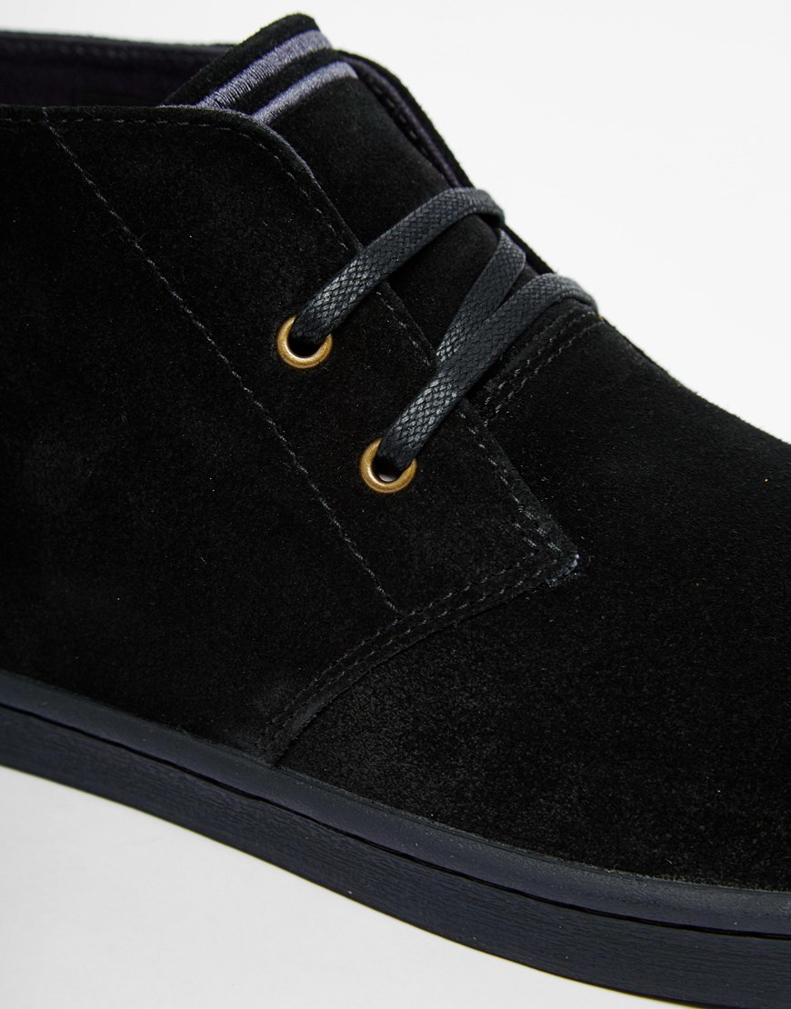 Fred Perry Byron Mid Suede Chukka Boots in Black for Men | Lyst