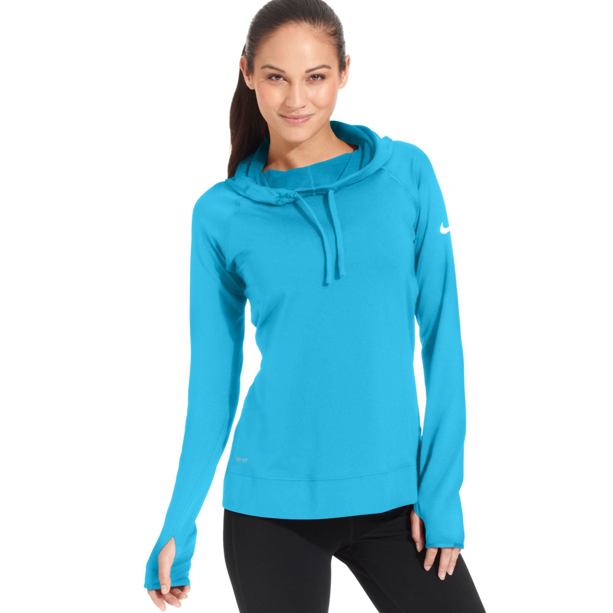Nike Pro Hyperwarm Dri Fit Long Sleeve Hoodie in Blue | Lyst