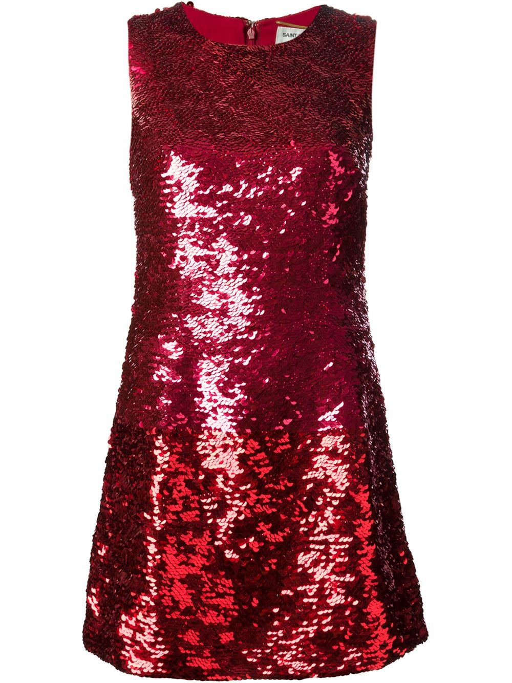 Saint Laurent Sequined Mini Dress in Red | Lyst